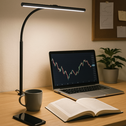 LED Schreibtischlampe mit Klemme und 25 Lichtmodi