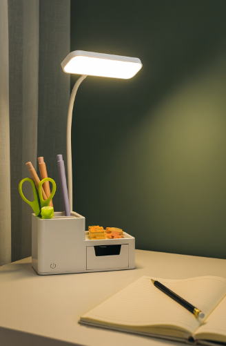 LED-Schreibtischlampe wiederaufladbar – dimmbar, klappbar & mit Handyhalter