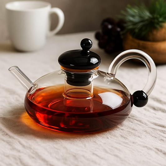 Glas-Teekannenset mit Filter und Tassen – Teegenuss mit klarem Design