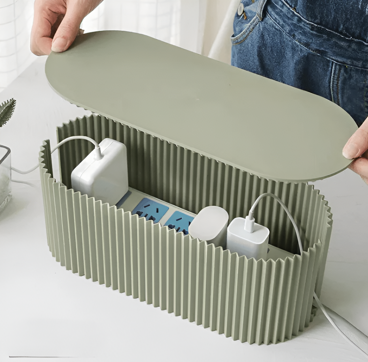 Kabelorganizer-Box mit Deckel – Macaron-Farben
